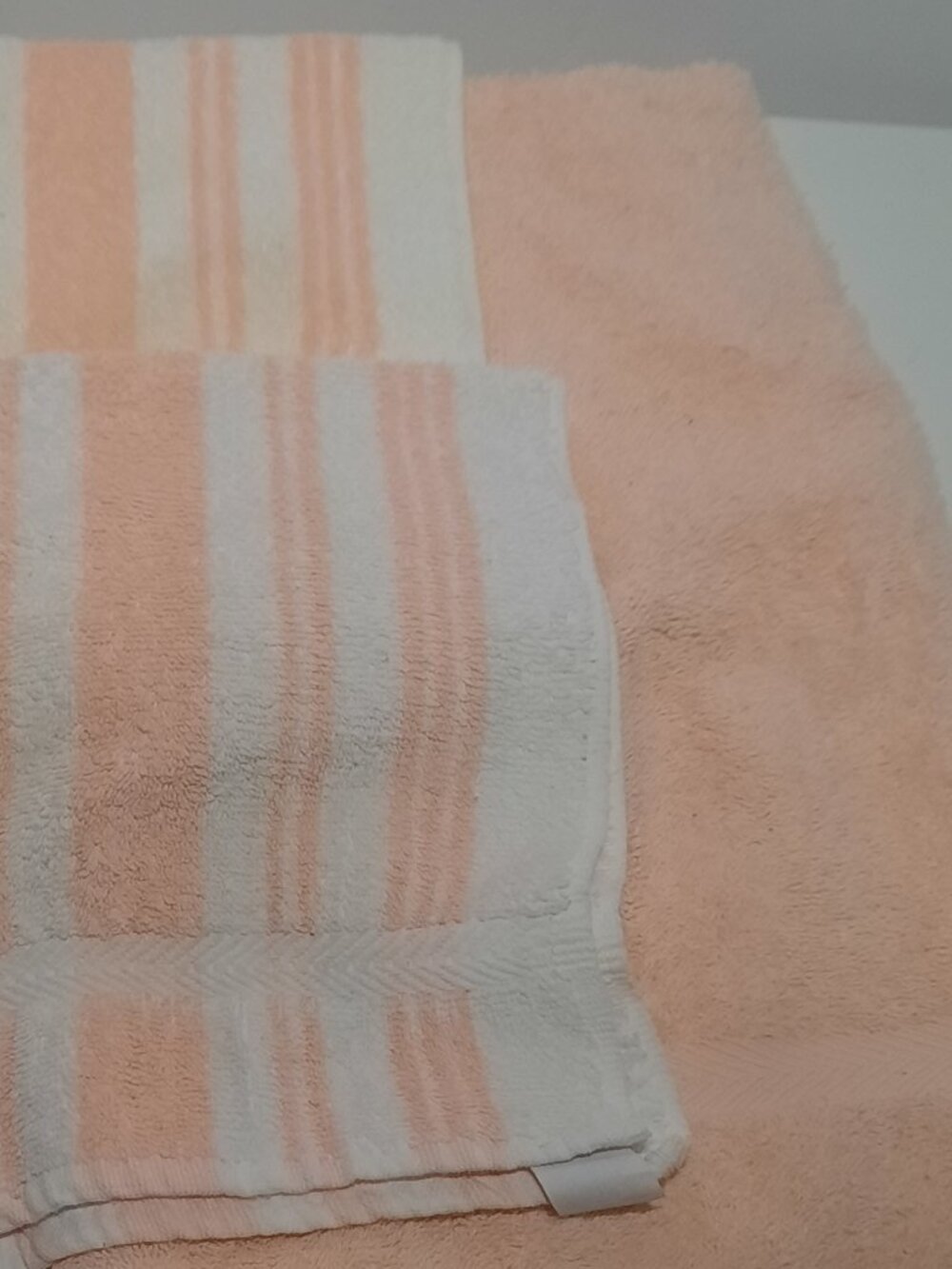 VTG Lady Pepperell Towels Pink White Stripe 100% Cotton USA Bath Hand Towel Lot